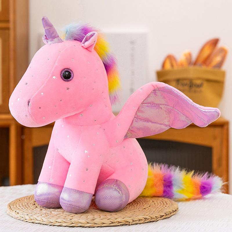 Colorful Unicorn Plush Toy Cute Rainbow Pony Doll Children Accompany Pillow