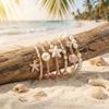 Dainty Shell Imitation Pearl Stretch Bracelets for Women Multilayer Starfish Beaded Stackable Hand Chain Vacation Jewelry Gift