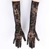 Stretchable Fabric Gloves with Skeleton Crosses Artwork Costume Glove For Halloween Celebrations And Role Play Costumes