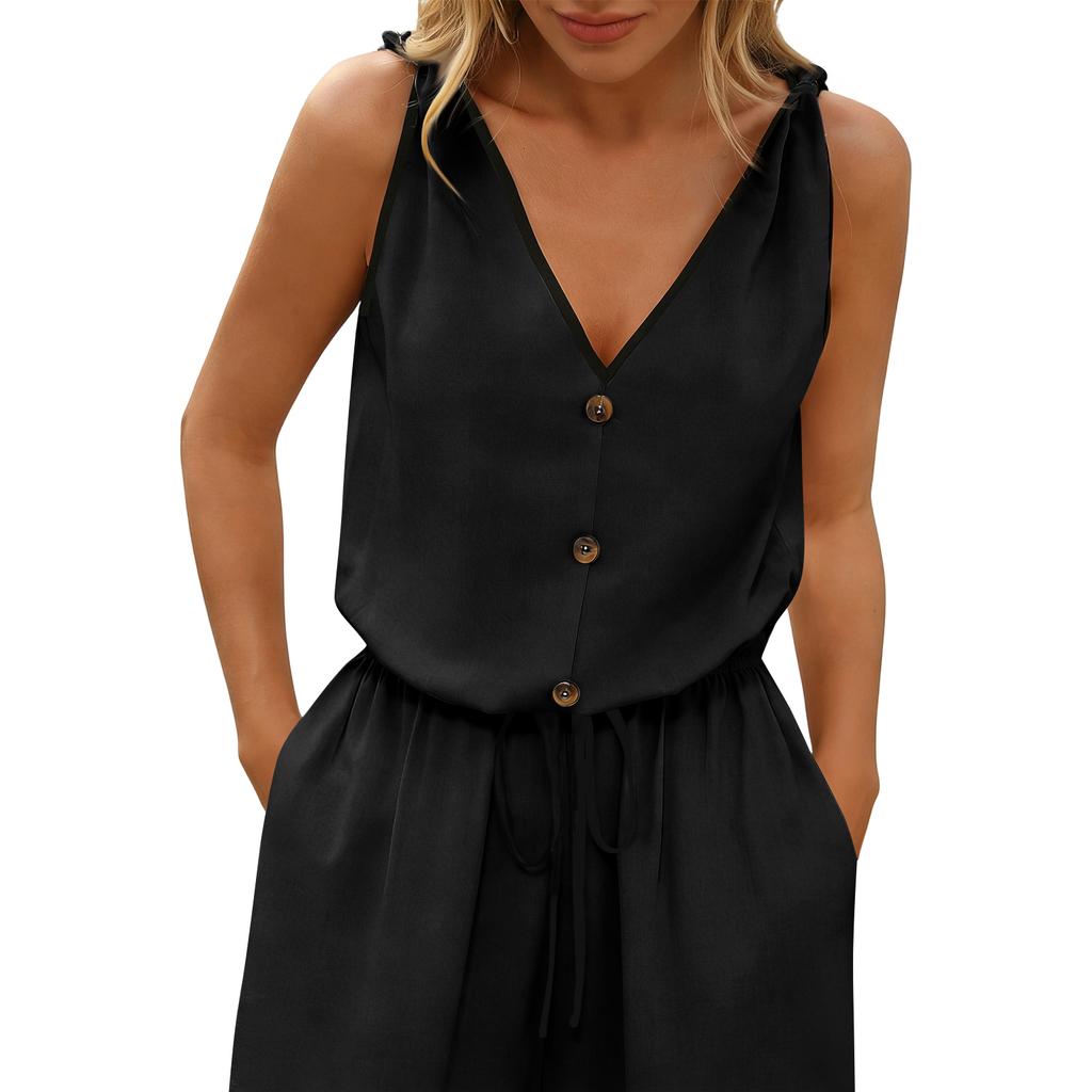 Women's Jumpsuit, Color, Casual And Loose, Vintage Jumpsuit With Pockets