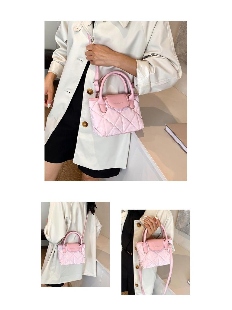 Style Bucket Korean Fashion Womens Bag Diamond Texture Shoulder Messenger Autumn 2025