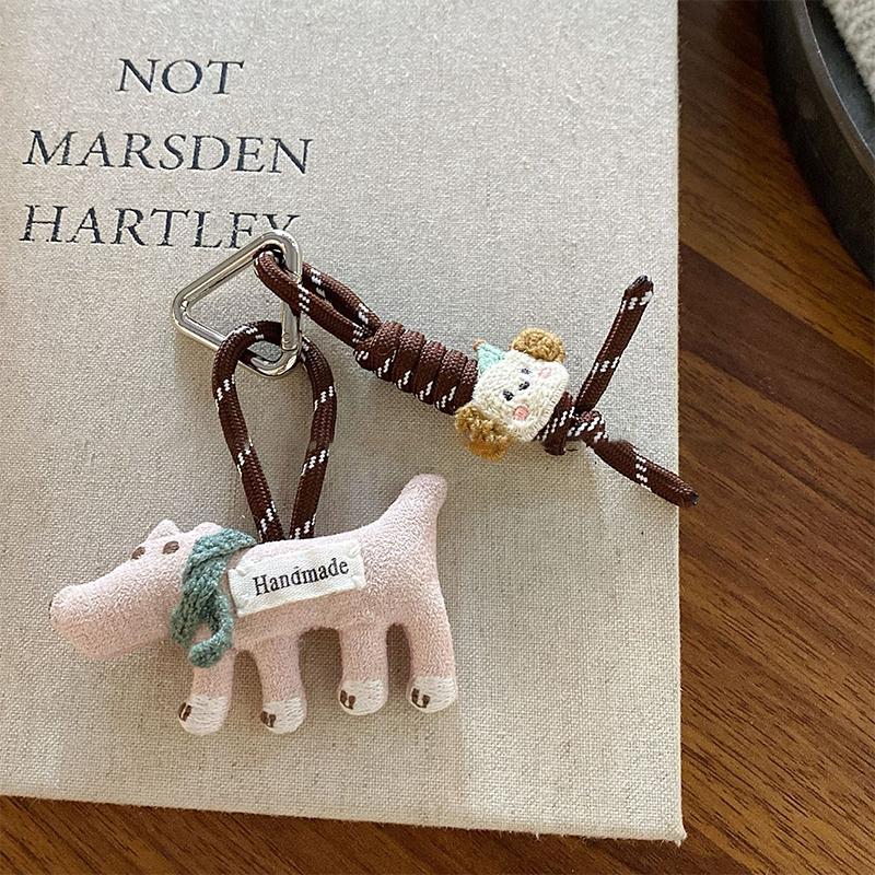 Plyšová hračka medvěd klíčenka kreslený králík/pes měkká vycpaná panenka přívěsek kroužek na klíče od auta dekorace na batoh dárek pro dítě