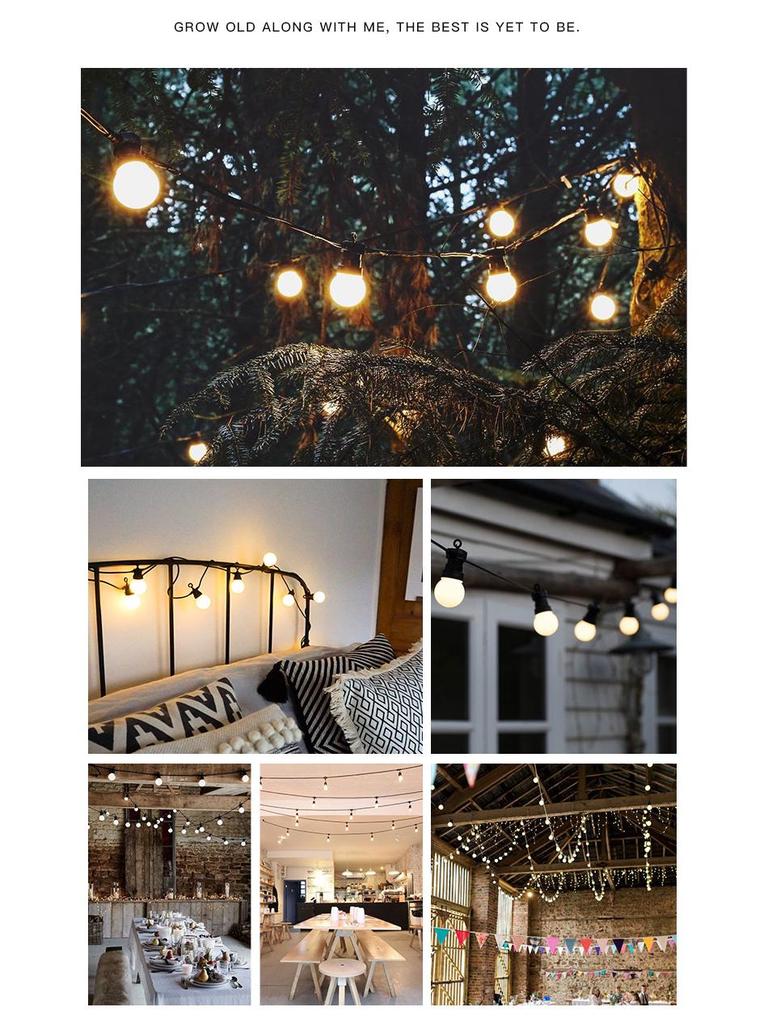 Waterproof G50 Bulb String Lights for Outdoor Camping, Tent, Garden, Awning, and Courtyard Decor