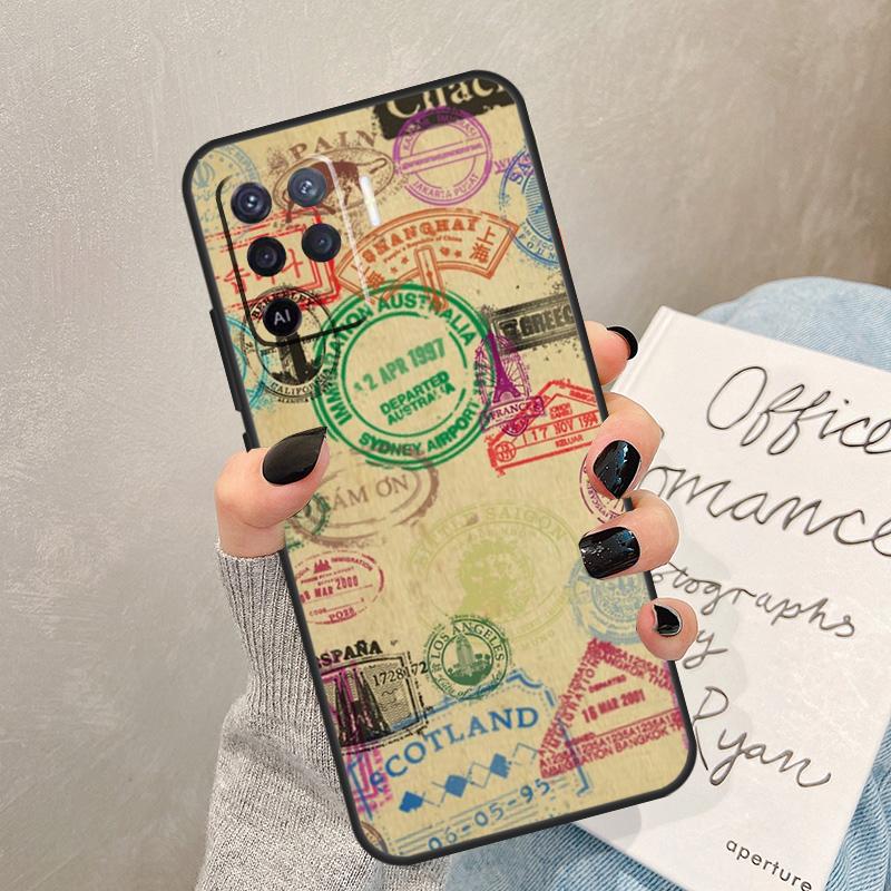 Passport Travel Stamps Case For Oppo A5 Pro A15 A17 A57 A77 A94 A74 A54 A16 A76 A96 A40 A60 A80 A18 A38 A58 A78 A98
