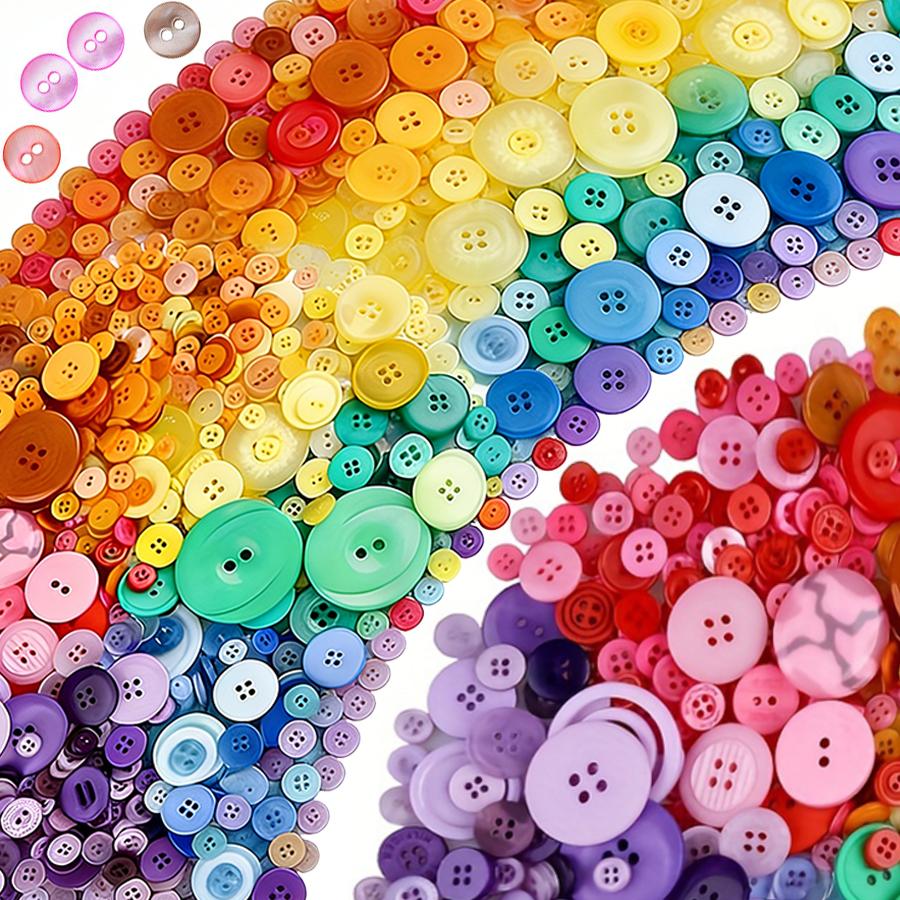 120/240Pcs Colorful Round Plastic Buttons | 0.7-2.5cm Assorted Sizes DIY Crafts Sewing Knitting Clothing Household Accessories