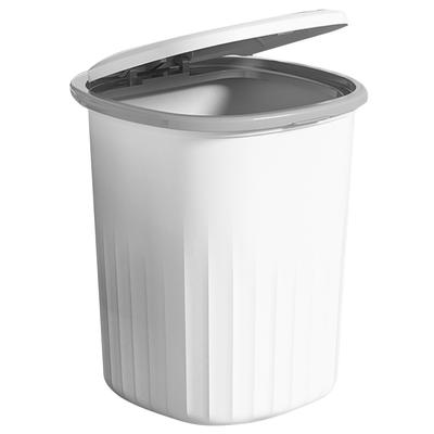 Trash Can Round Plastic Trash Can Wastebasket with Press Type Lid Garbage Container Bin for Bedroom Kitchen