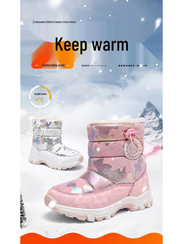 Children's Non-Slip High-Top Winter Snow Boots - Warm, Cute, Stylish for Girls