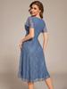 Ever-Pretty Women's V-Neck Short Sleeve Ruffled Lace Lotus Hemline Midi Wedding Guest Dress