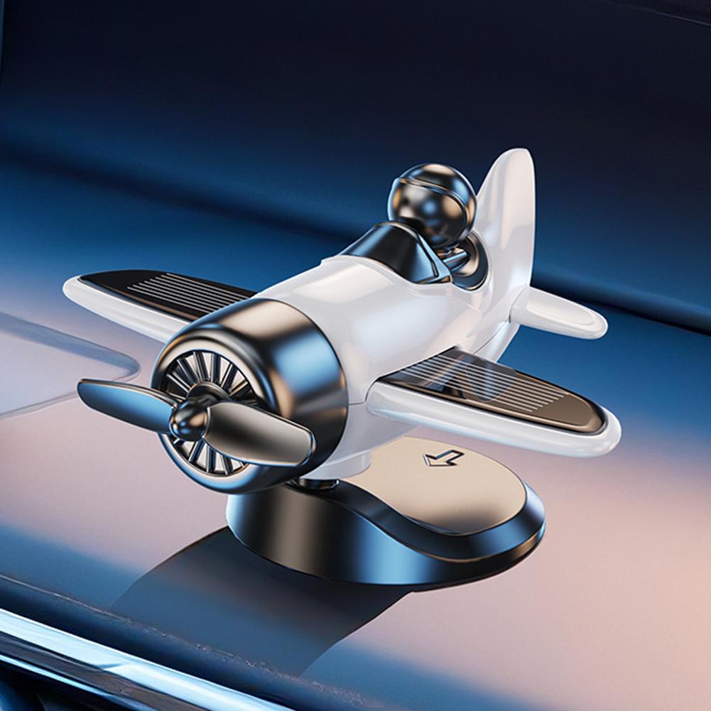 Car Solar Powered Rotating Airplane Ornaments Decor Dashboard Windmill Spinner Center Console Ornament Vehicle Accessories