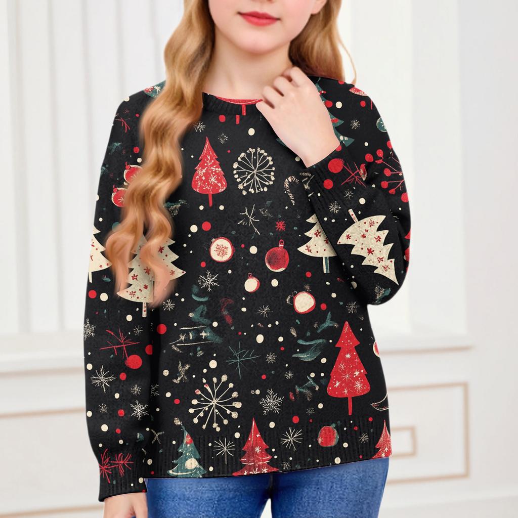 Christmas Day Sweatshirts For Children Boys And Girls Knit Sweater Cute Shirt Fall Crewneck Pullover Tops