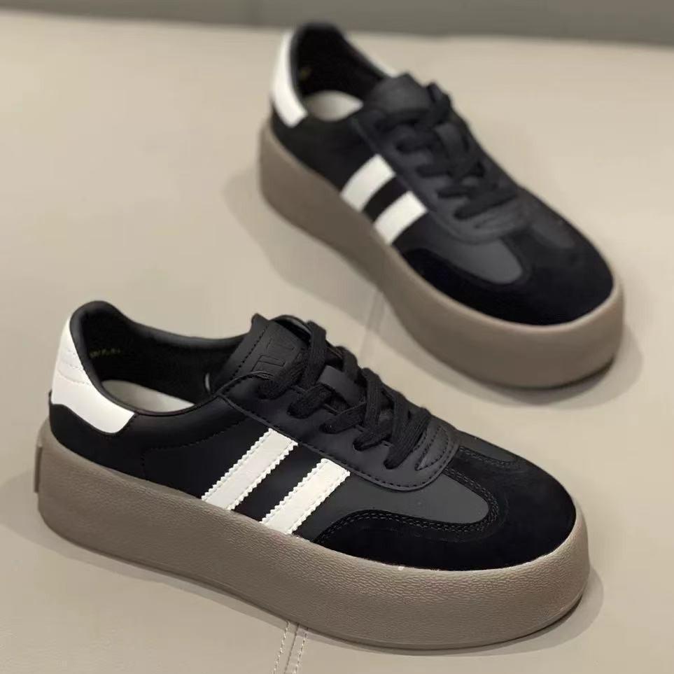 

Women s platform autumn new Agande training shoes heightening casual board shoes lace-up single shoes 40 чёрный