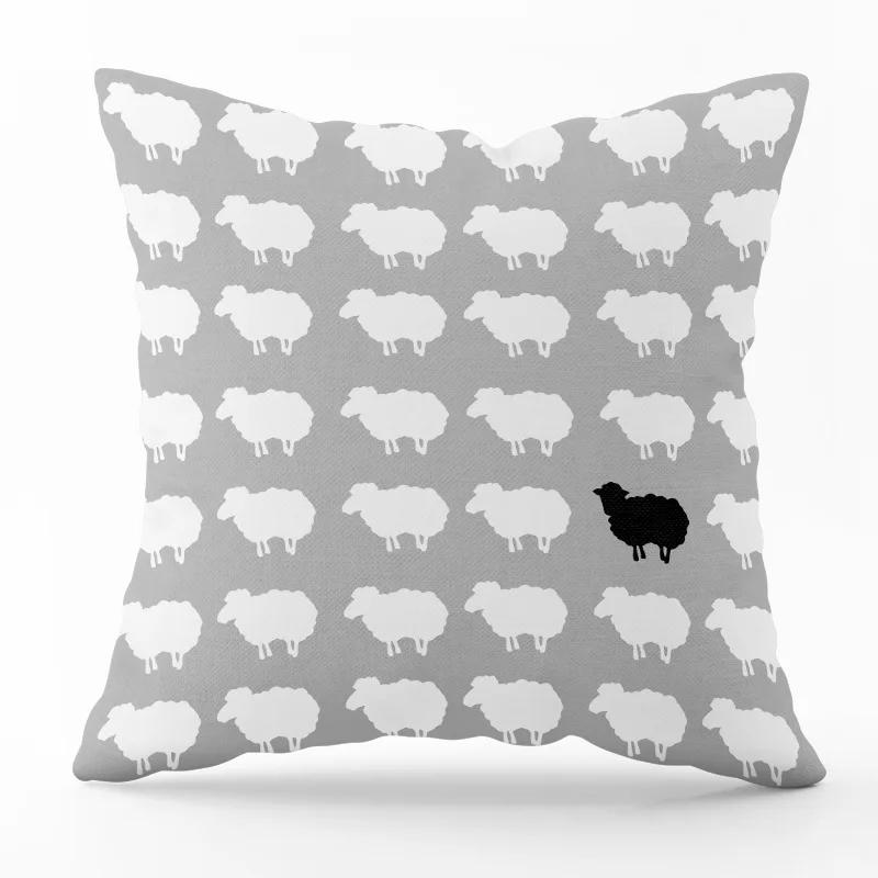 Nordic Minimalist Gray Geometric Printed Pattern Square Cushion Cover for Home Living Room Sofa Chair Decorative Pillowcase