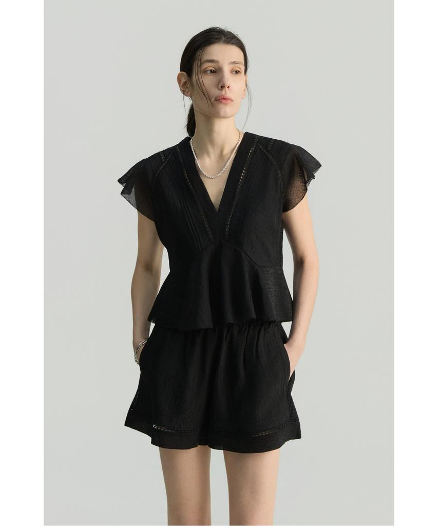 IROWOMEN Daviniaspe Lace Panel Banding Shorts Iopom26107Bkx