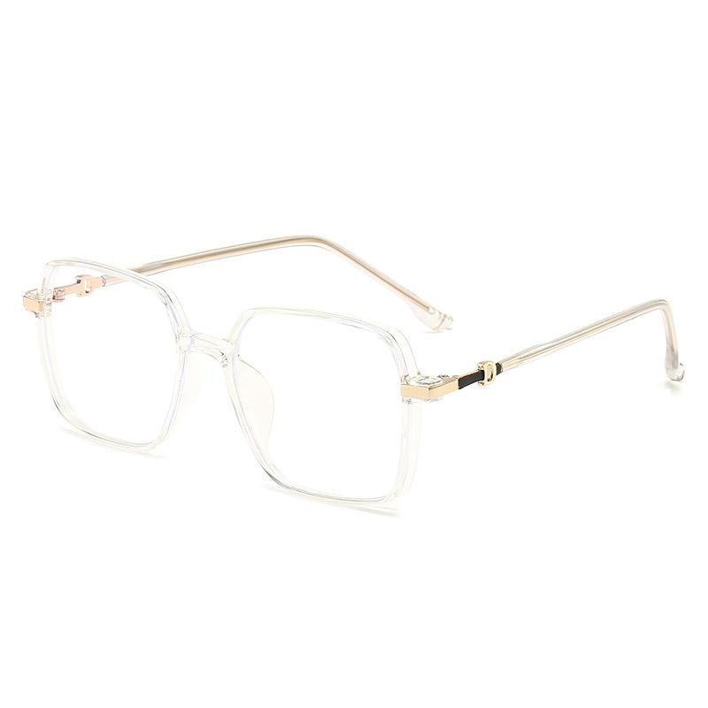 Women Stylish Large Frame Reading Glasses Men's Business Transparent Frame Blue Light Blacking Presbyopic Glasses Lady's Trendy Decoration Eyewear