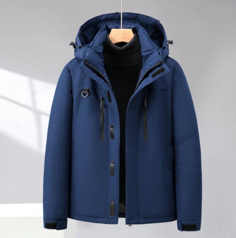 Detachable Hooded Fur Collar Cold Resistant Men's Winter Cotton Jacket Thickened Warm Lightweight Casual Loose Comfortable Cotton Clothes