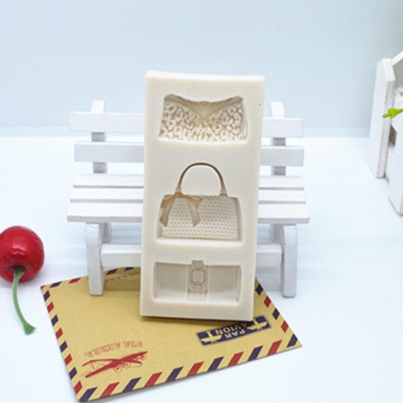 2 Stück 3D Silikon Kuchenformen Damen Handtaschen Design für Fondant Gumpaste Schokolade Rand Dekoration Backzubehör