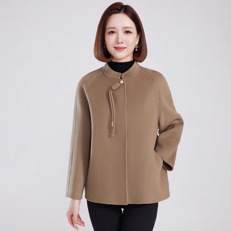 Hengyuanxiang Women's 100% Wool Mandarin Collar Coat