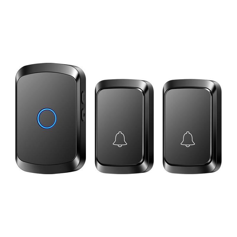 Wireless Long-Distance Smart Doorbell for Home & Elderly - No Drill, Two-to-One System чёрный