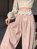 High-Waisted Sweet Lace Patchwork Wide-Leg Pants for Women - Loose-Fit Drawstring Trousers for Spring & Autumn