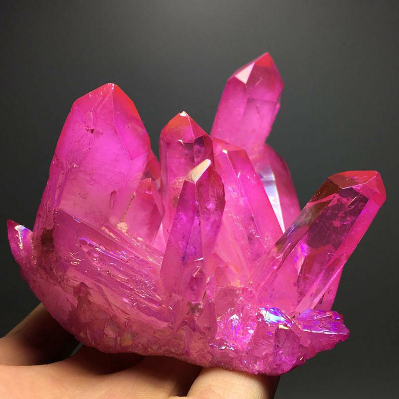Natural Titanium Druzy Quartz Cluster Crystal Red Geode Gemstone Decor Specimen
