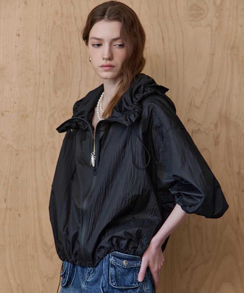 Maxza Light Shirred Hooded String Wind Jumper