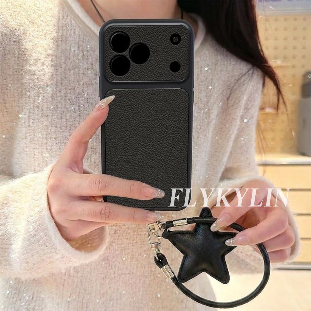 For Samsung S26 Ultra S25 S24 S23 S22 S21Plus S20 Litchi Textured Five Pointed Star Accessory Bracelet Leather Protective Case