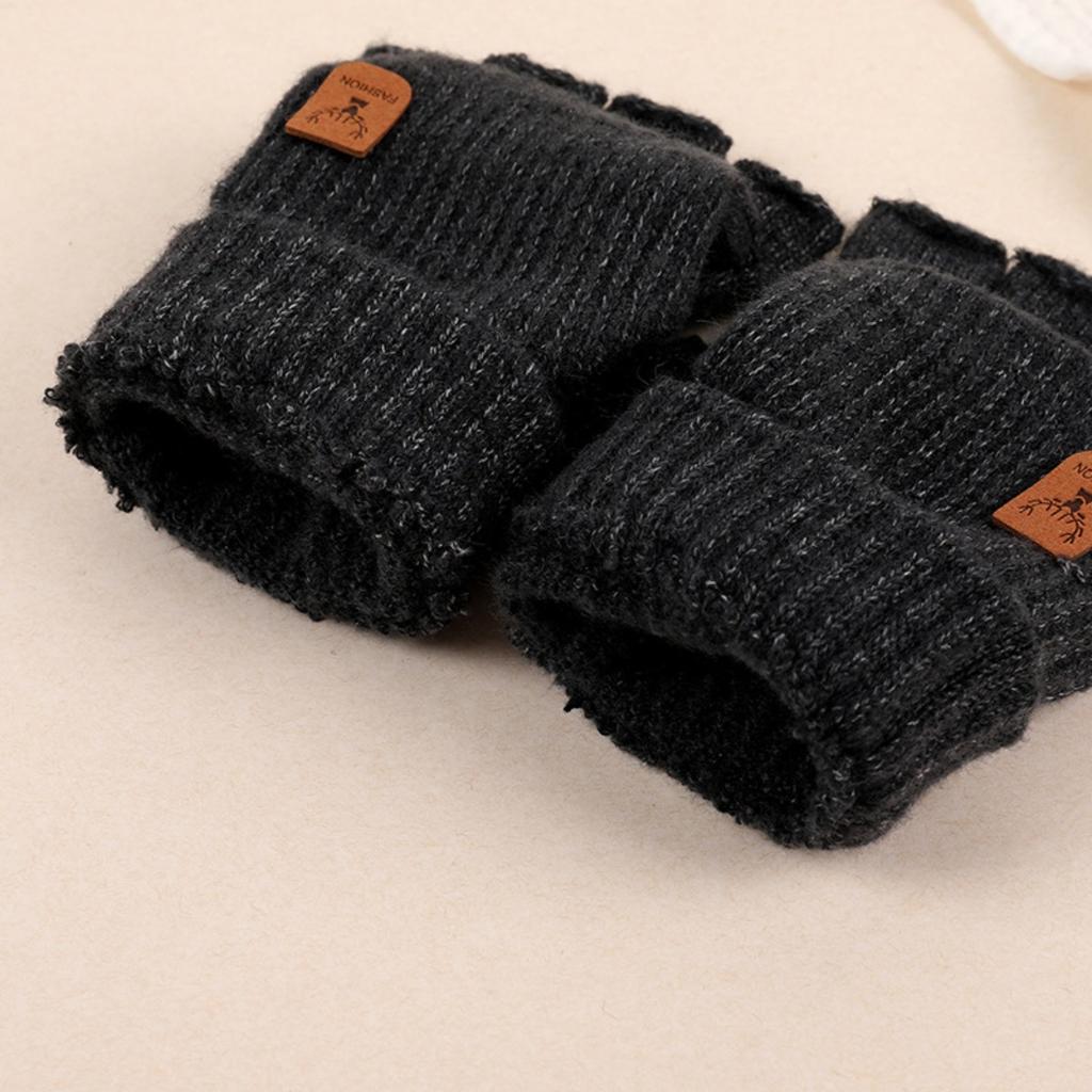 Warm Touch Screen Gloves for Winter Knitting, Cycling, Outdoor Activities, Finger Leakage, Flip Cover, Men's and Women's Thick and Plush Thick Gloves