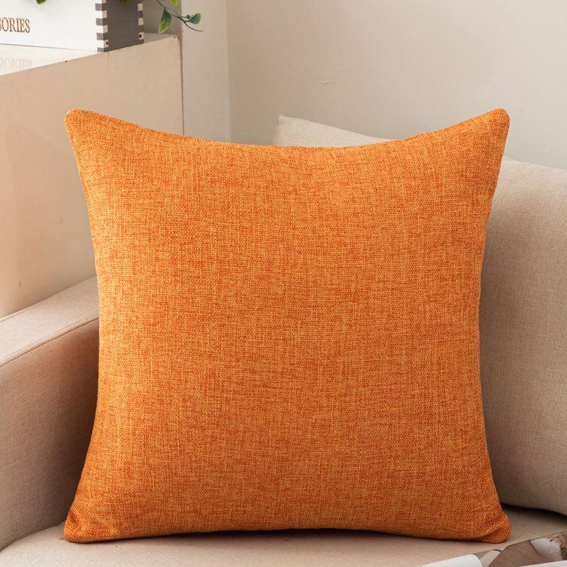 Modern Minimalist Solid Color Cotton Linen Throw Pillow for Sofa, Bed, or Office - Square Lumbar Cushion