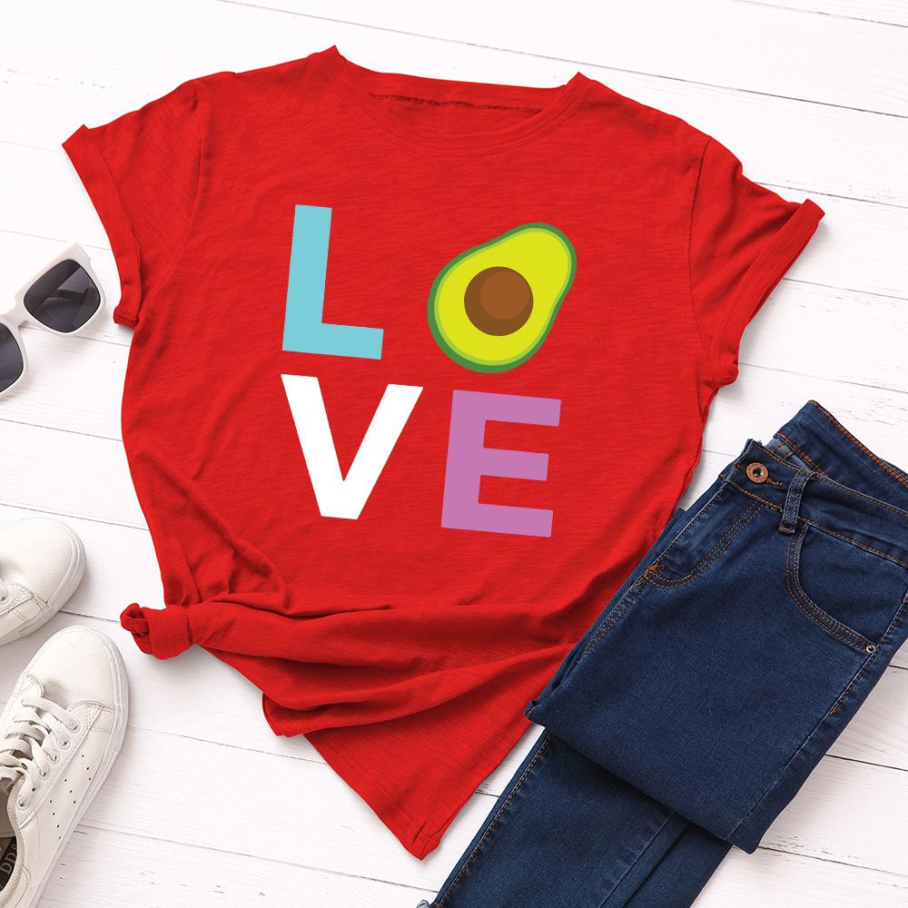 Cotton T-Shirt Short Sleeve Round Neck Women 2d Print Tops