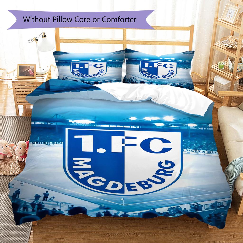 1. FC Magdeburg Pattern Bedding,Quilt Set Quilt Cover Pillowcase Home Birthday Gift (1 * duvet cover + 2 * pillowcase, without core)