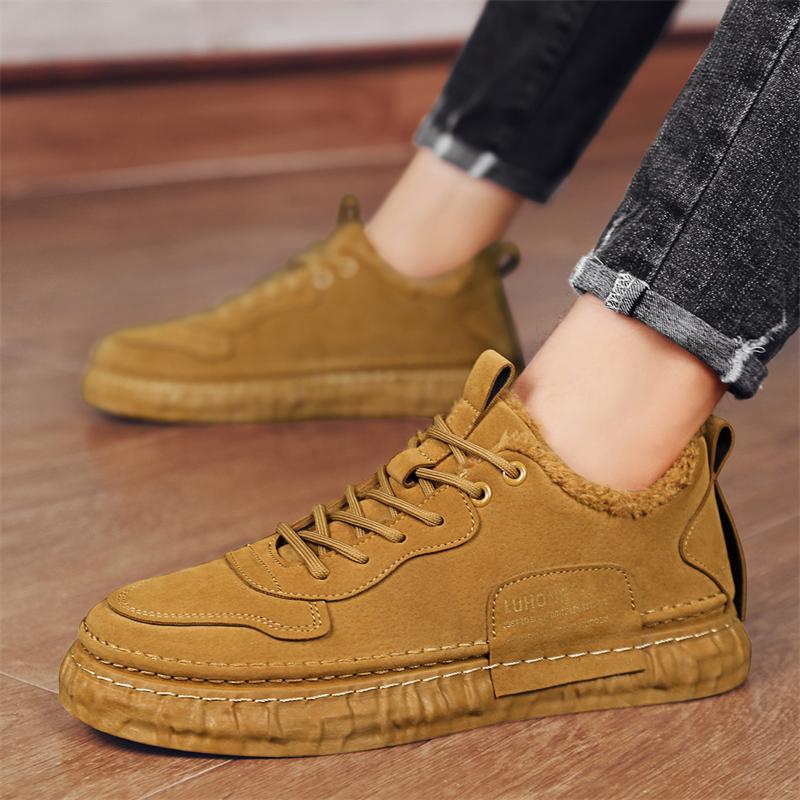 Herren Winterschuhe Herrenmode PU Sportschuhe mit Schnürung Isolierung Low Top Casual Baumwollschuhe Botas Cuturno Masculinas