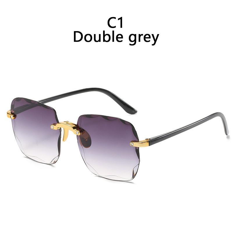 Rectangular Sun Glasses Glasses Female Designer Style Style Trendy Rimless Gradient Sun Eyeglasses Shades Cutting Lens Ladies Frameless Glasses