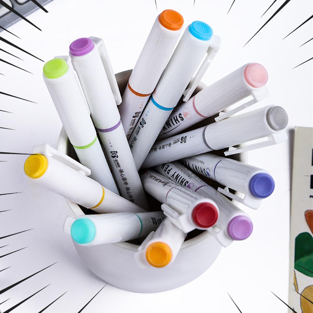 4PCS/12pcs Marcadores de Plástico com Glitter Duráveis Alto Brilho Coloridos Brilhantes Canetas para Desenho e Rabisco Marcador Material Escolar de Escritório