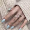 Fashion Copper Color Multilayer Ball Rings For Women Girls Minimalist Metal Geometric Lines Adjustable Finger Ring Jewelry Gifts