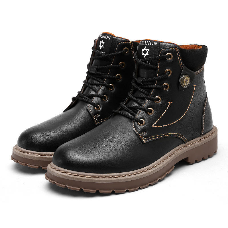 Mens Boots Autumn Winter Pu Leather Motorcycle Boots Fashion Outdoor Ankle Work Boots Hot Sale