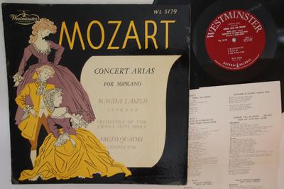LP Record MAGDA LASZLO - Mozart:concert Arias For Soprano WL5179 Westminster 1953 US Classical Used