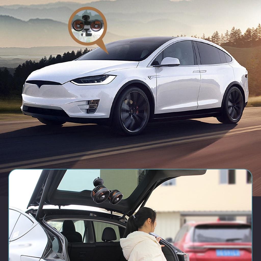 Carro Dual Head Cooler Fan 3 Engrenagem Ventosa Ajustável Ventosa de Refrigeração para Veículos Escritório USB/Isqueiro Plug Fan