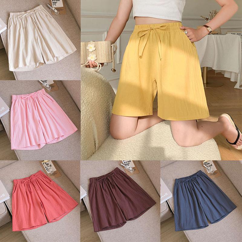 

Хлопчатобумажные льняные свободные большие укороченные брюки шорты повседневные женские летние дышащие пиратские производители запасаются широкими брюками