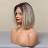 ALAN EATON Short Ombre Blonde Lace Front Wig Synthetic Blonde Straight Bob Heat Resistant Wig Natural Looking Hair for Daily Use
