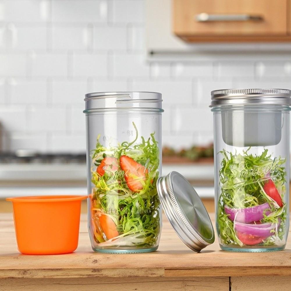 Wide Mouth Salad Glass Jars 16/24 Oz Salad Container Breakfast Container Jam Jar  Weekly Meal Prep