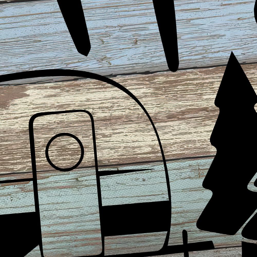 Camper RV Travel Trailers Shower Curtain, Farmhouse Camping Shorter and Narrow Fabric Shower Curtains, Rustic Camp Bathroom Curtain Liner with Hooks