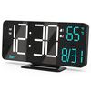 KOSUMOSU Digital Clock for Bedroom, 6.7-inch Small Digital Alarm Clock, Black, Dimmable, 12/24 Hours, Date, Day of the Week, Indoor Temperature, Class