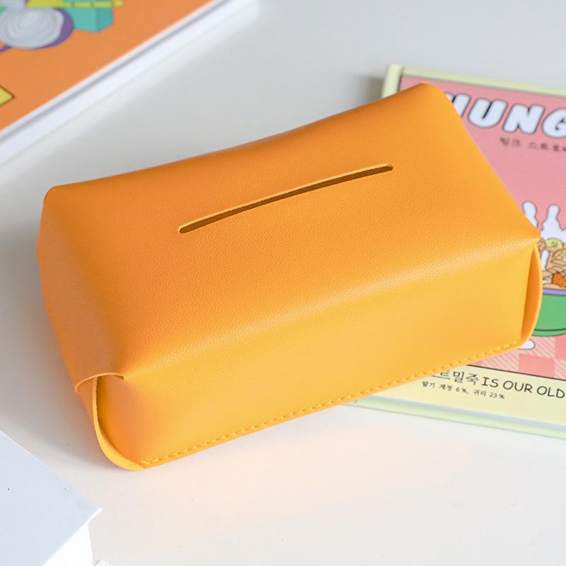 PU Leather Square Tissue Box Cover Napkin Holder Foldable Handkerchief Case For Kitchen Accessories Desktop Storage Organizer