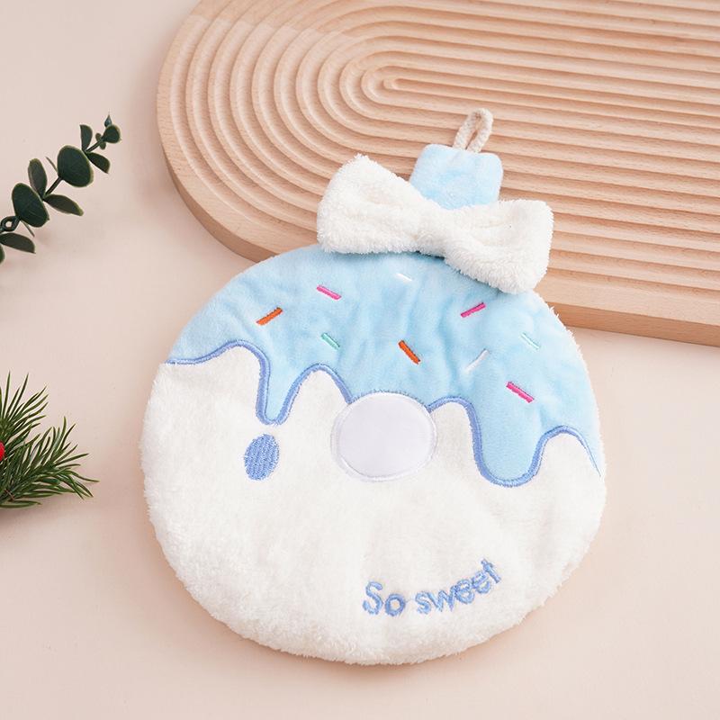 1Pcs Cute Donut Towel with Hanging Function Absorbent and Soft Not Easy To Shed Hair Kitchen and Bathroom Small Towel