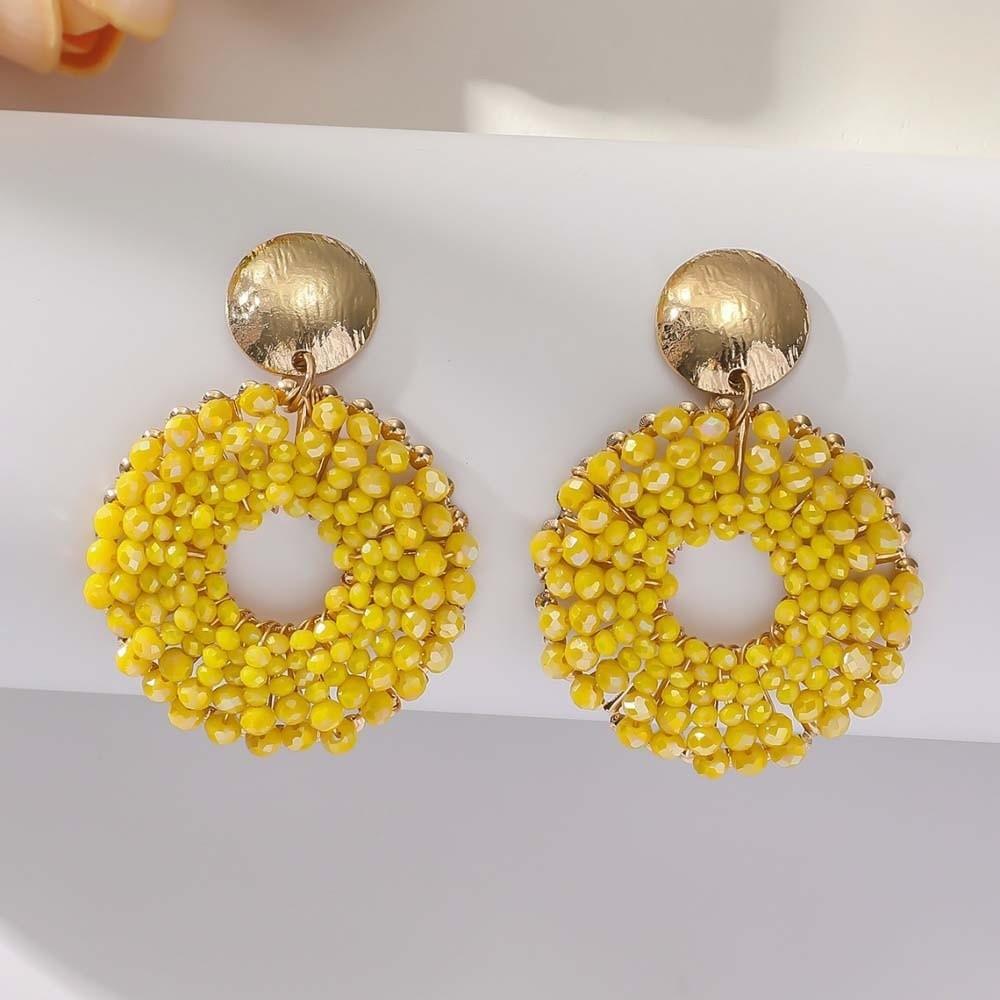 

1 pair Temperament Glass Mini Beads Earrings Jewelry Round Beaded Earrings Banquet жёлтый