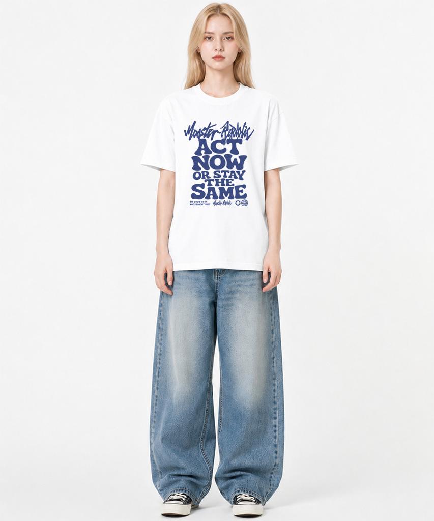 MONSTER REPUBLIC Act Now Indigo Blue T-Shirt White_9157