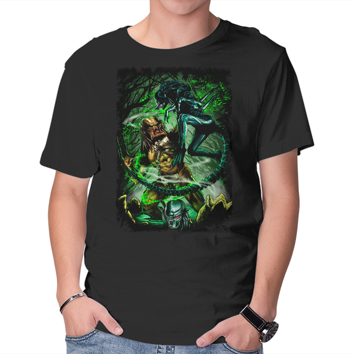 Unisex Crew Neck T-Shirt Battle Of Aliens Graphic Short Sleeve Casual Tee XXXXL