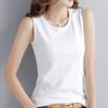 Women's Sleeveless Tank Top Round Neck Solid Color Slim Fit Casual Knit Vest French Style All-match Layering Inner Wear For Spring Daily Outfit