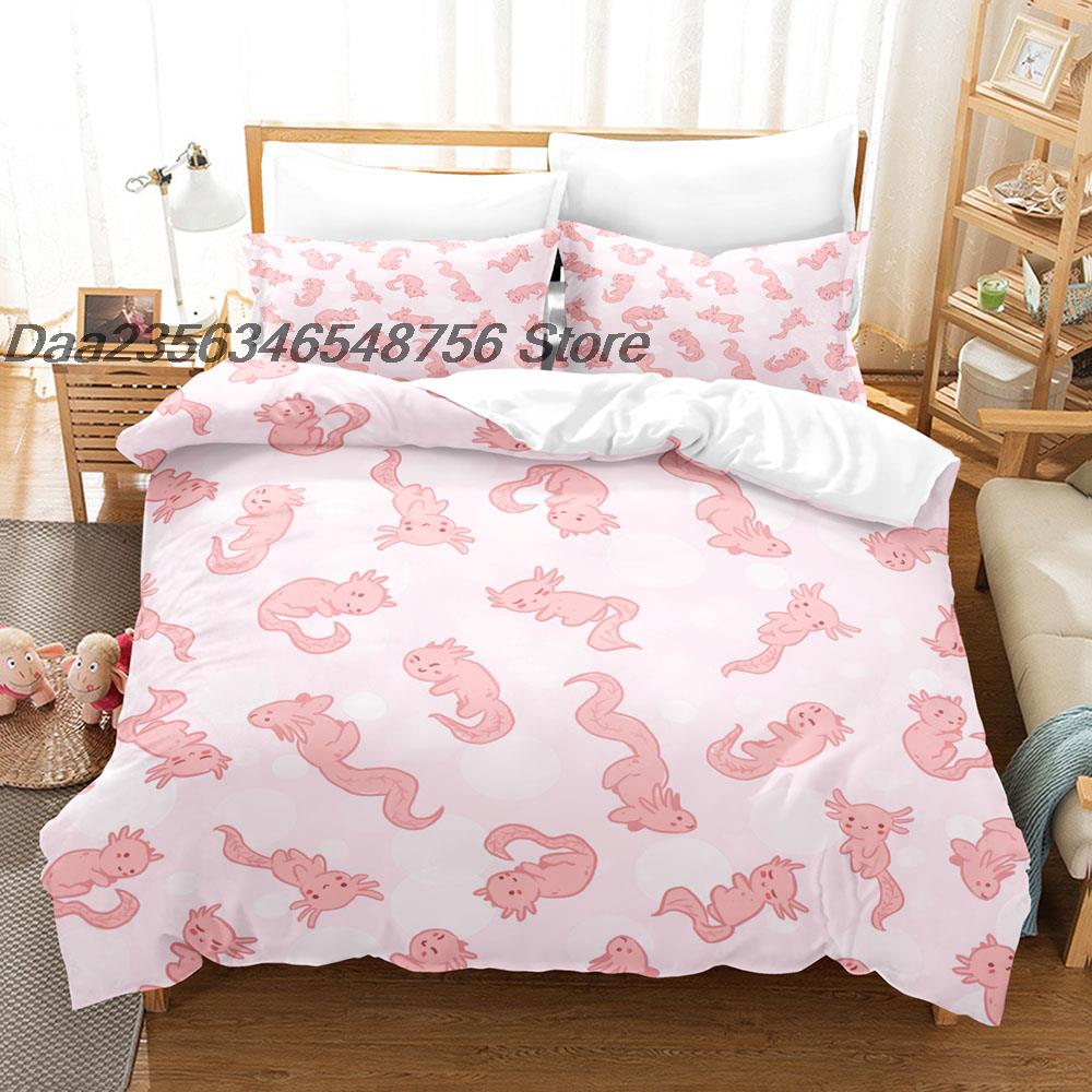 Comforter New Animal Axolotl Bedding Set Single Twin Full Queen King Size Bed Set Aldult Kid Bedroom Duvet Sets Cartoon Bed
