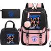 Katseye Girl Group Print 3-Piece Set Backpack, Color Block Anti-Gravity School Student Bookbag Large Capacity Lightweight Water-Resistant